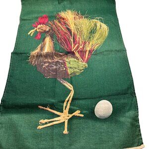 Decorative Tea Towel w/ Rooster Made of Vegetables and a Lone Egg Hilarious!